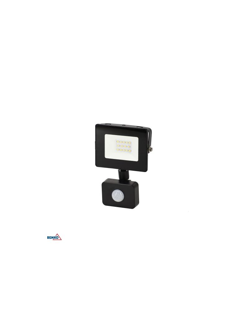 NAŚWIETLACZ LED SMD KASTEL 10W 6000K 850LM IP65 CZARNY CZ. PIR