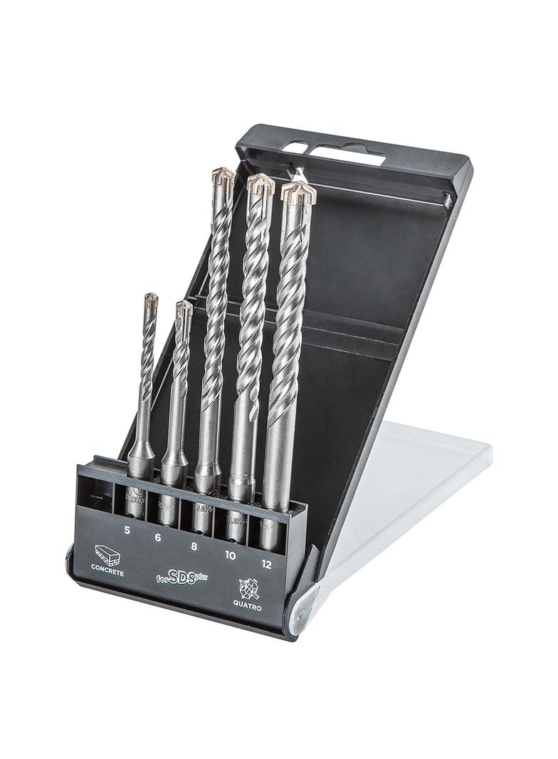 Zestaw wierteł do betonu SDS Plus, quatro, zestaw 5 szt. - 5, 6 x 110 mm + 8, 10, 12 x 160 mm