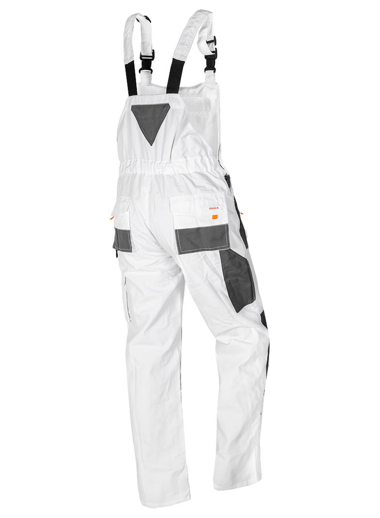Spodnie robocze na szelkach, białe, HD, rozmiar M/50