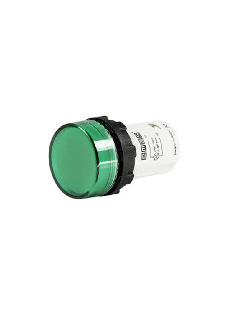 Lampka monoblok 24V LED, płaski klosz, zielona