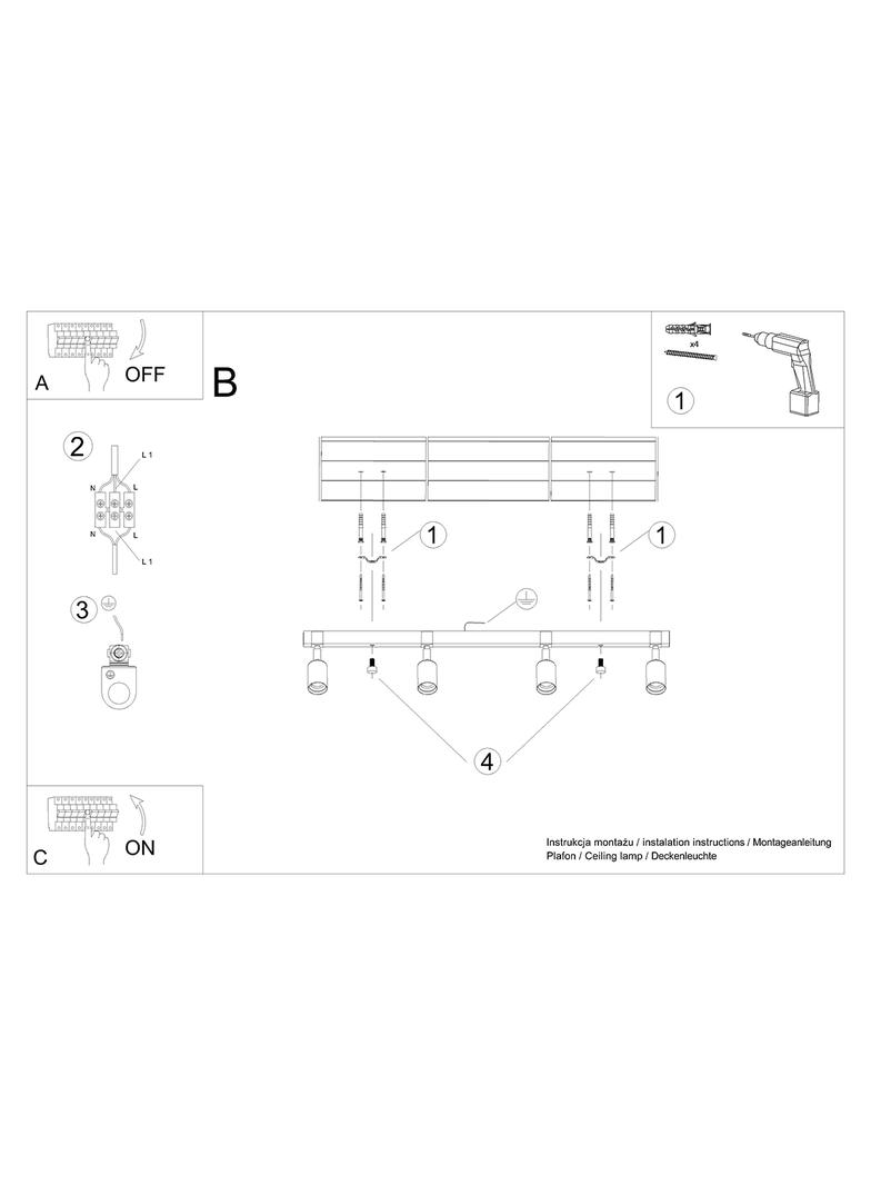 Sollux Plafon ZUCA 4 czarny SL.1298