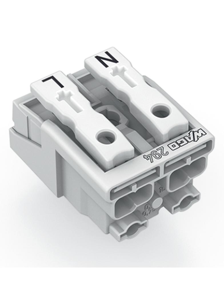 złączka zasilająca 2-biegunowa ze stopkami bez styku PE