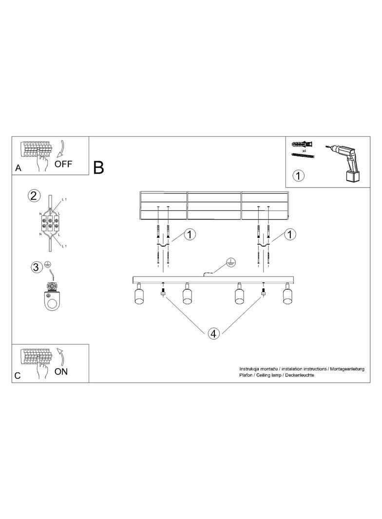 Plafon WINX 4L czarny/miedź