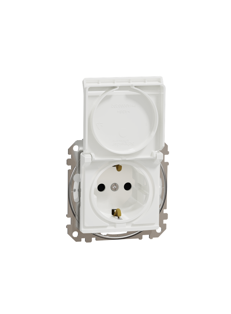 Sedna Design & Elements Gniazdo schuko z przesłonami IP44 białe SDD211023 Schneider