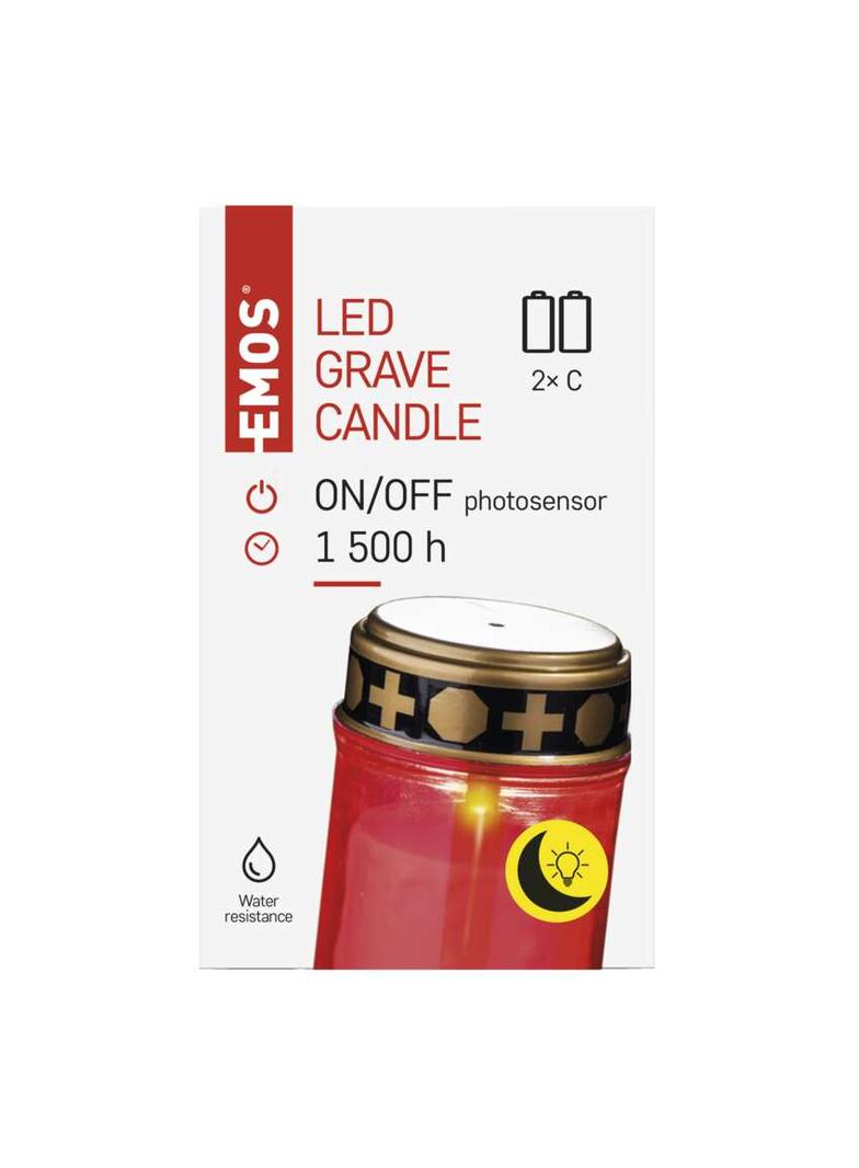 Znicz LED świeczka cmentarna czerwona 2xC czujnik zmierzchu IP 44 DCCV20 EMOS