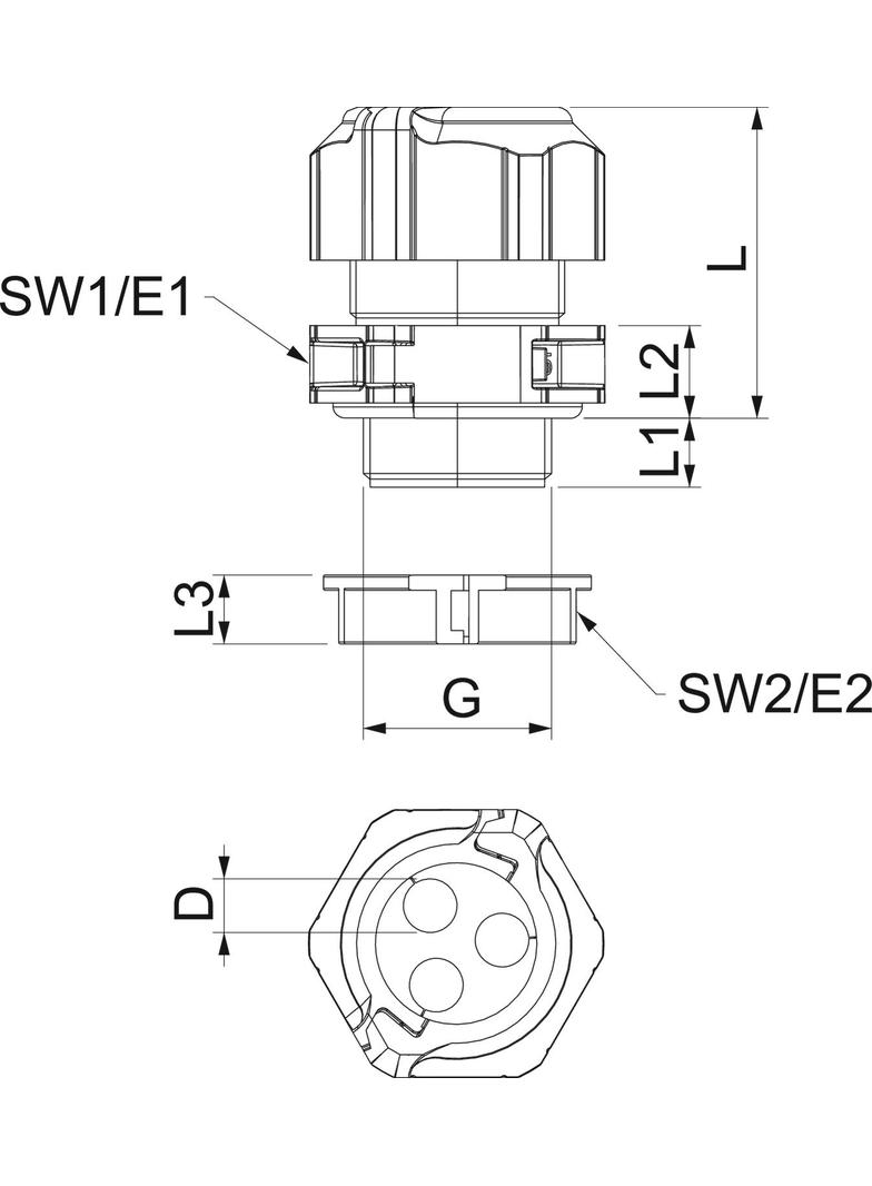 V-TEC TB25 3x7 Dławik kablowy, rozdzielny
