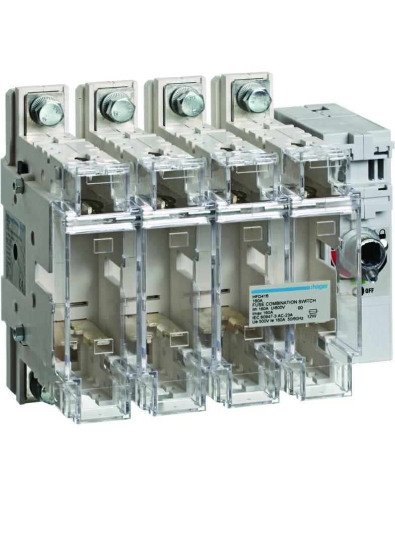 Rozłącznik izolacyjny z bezpiecznikami 4P NH00 160A HFD416 HAGER