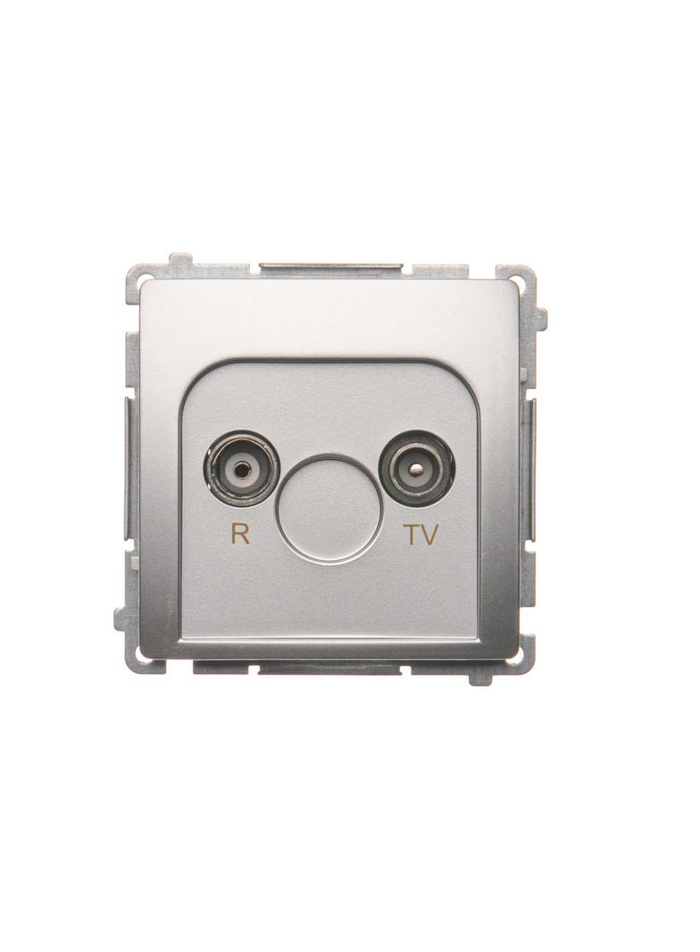 Simon Basic Gniazdo antenowe R-TV przelotowe 10 dB 1x wejście: 5–862 MHz srebrny mat