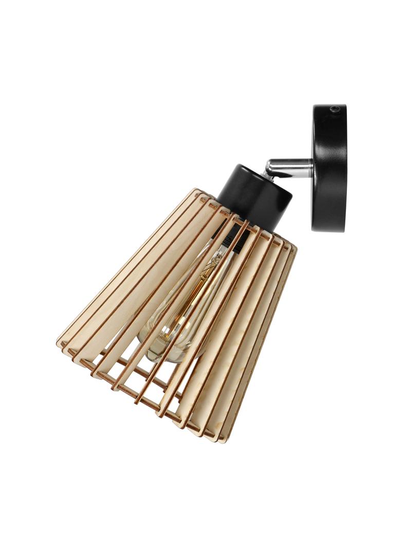 DELOS kinkiet 1P E27, max.60W, czarny, drewno