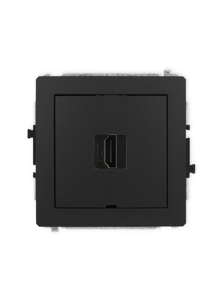 DECO Mechanizm gniazda pojedynczego HDMI 2.0, bez pola opisowego czarny mat