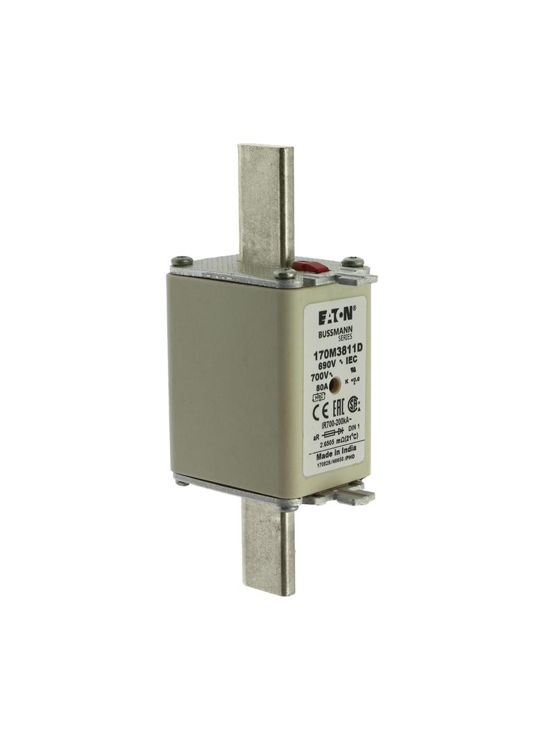 FUSE 80A 690V aR DIN 1 HSDNH Wkładka szybka 80A 690V aR DIN 1 podwójny wskaźnik 170M3811D EATON