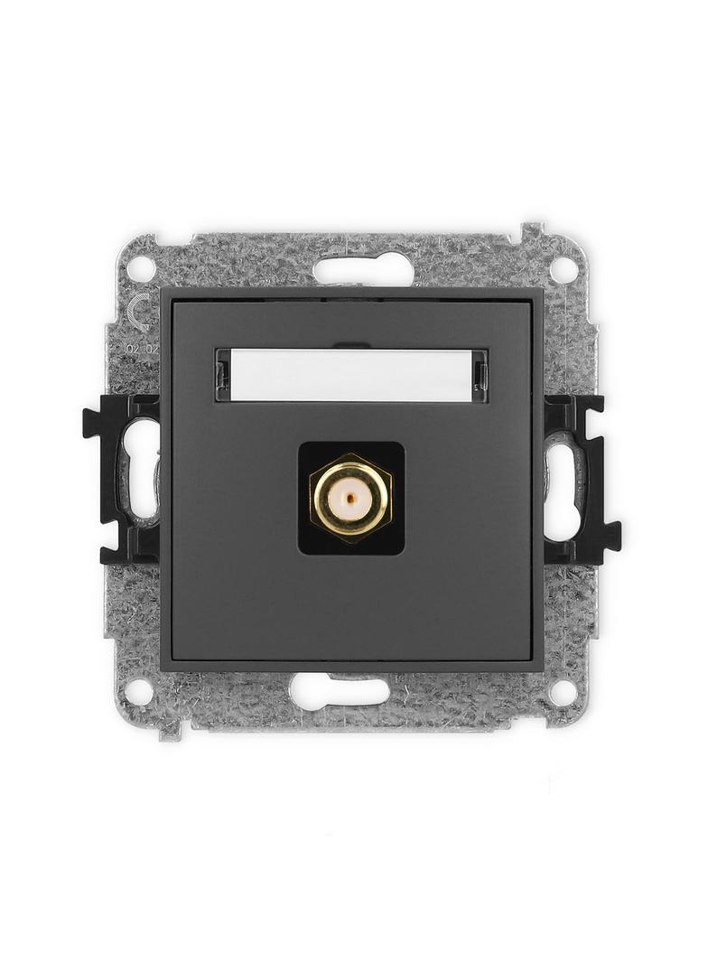 MINI Mechanizm gniazda antenowego pojedynczego typu F (SAT) pozłacany grafitowy mat