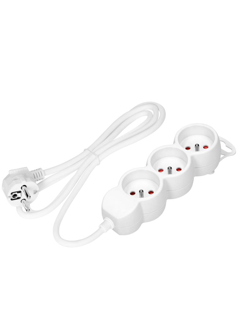 Przedłużacz 3x2P+Z,1,4m, 3x1mm2, biały