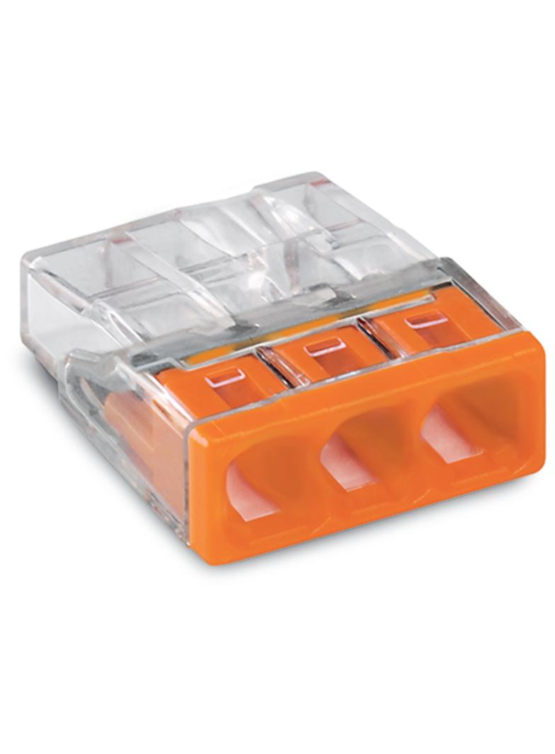 złączka do puszek instalacyjnych 3 x 2,5 mm2 przeźroczysta/pomarańcz.