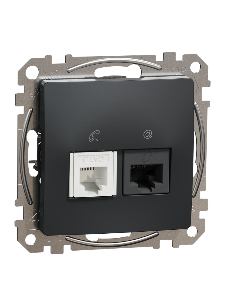 Sedna Design & Elements Gniazdo komputerowe-telefoniczne kat. 6 UTP czarny antracyt SDD114468 SCHNEI
