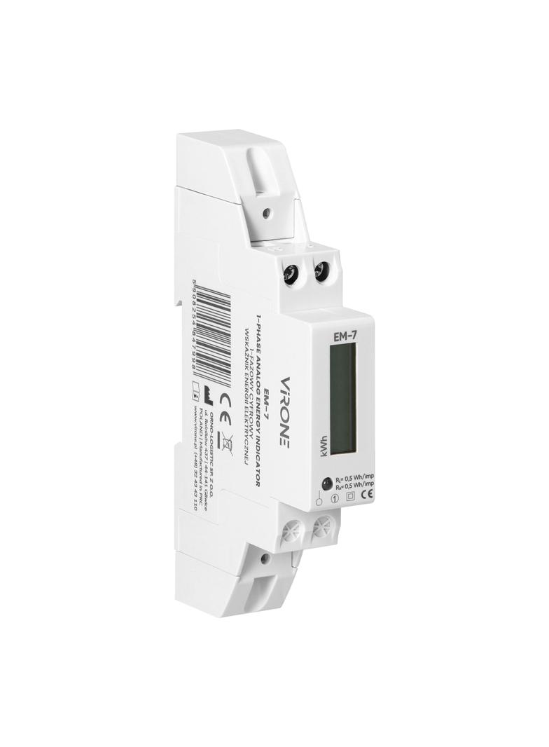 1-fazowy cyfrowy wskaźnik zużycia energii elektrycznej, 40A, 1 moduł, DIN TH-35mm