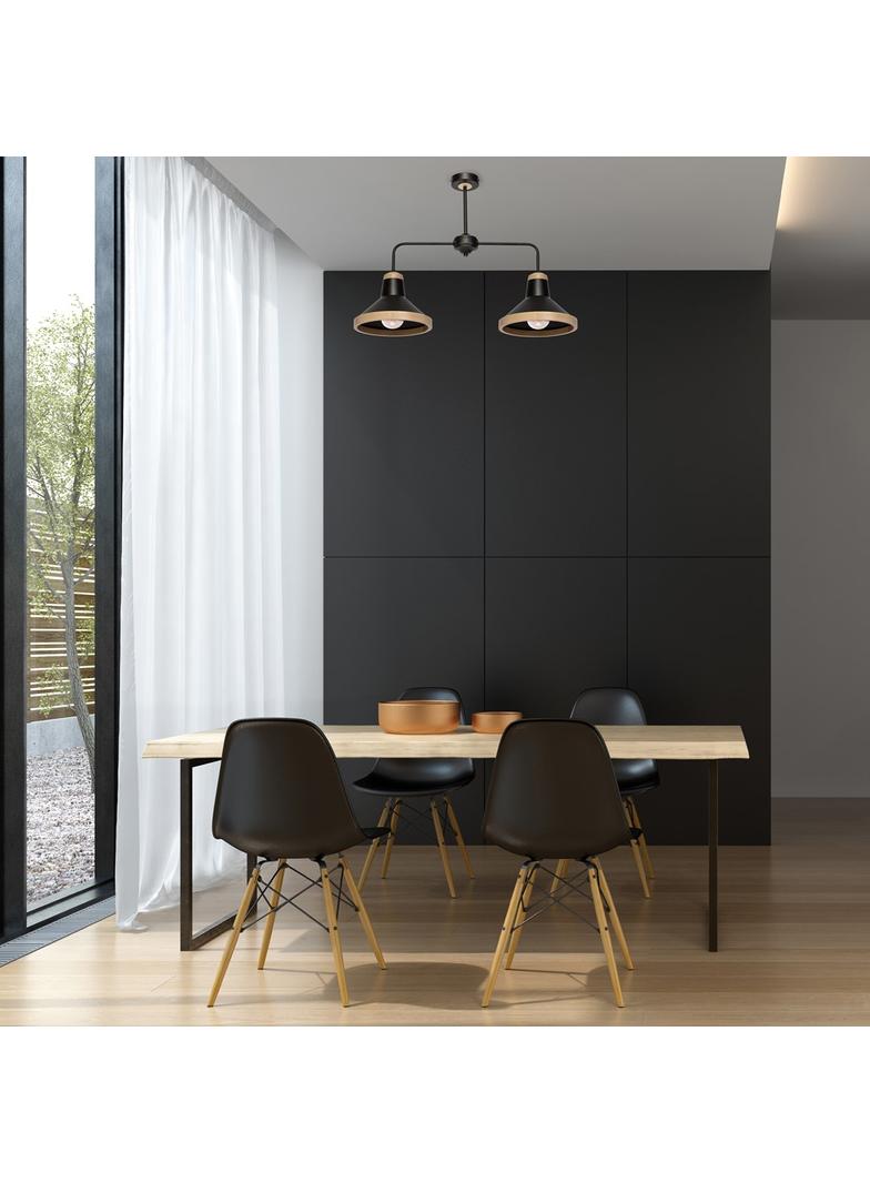 MILAGRO Lampa sufitowa SALMA BLACK / WOOD 2xE27