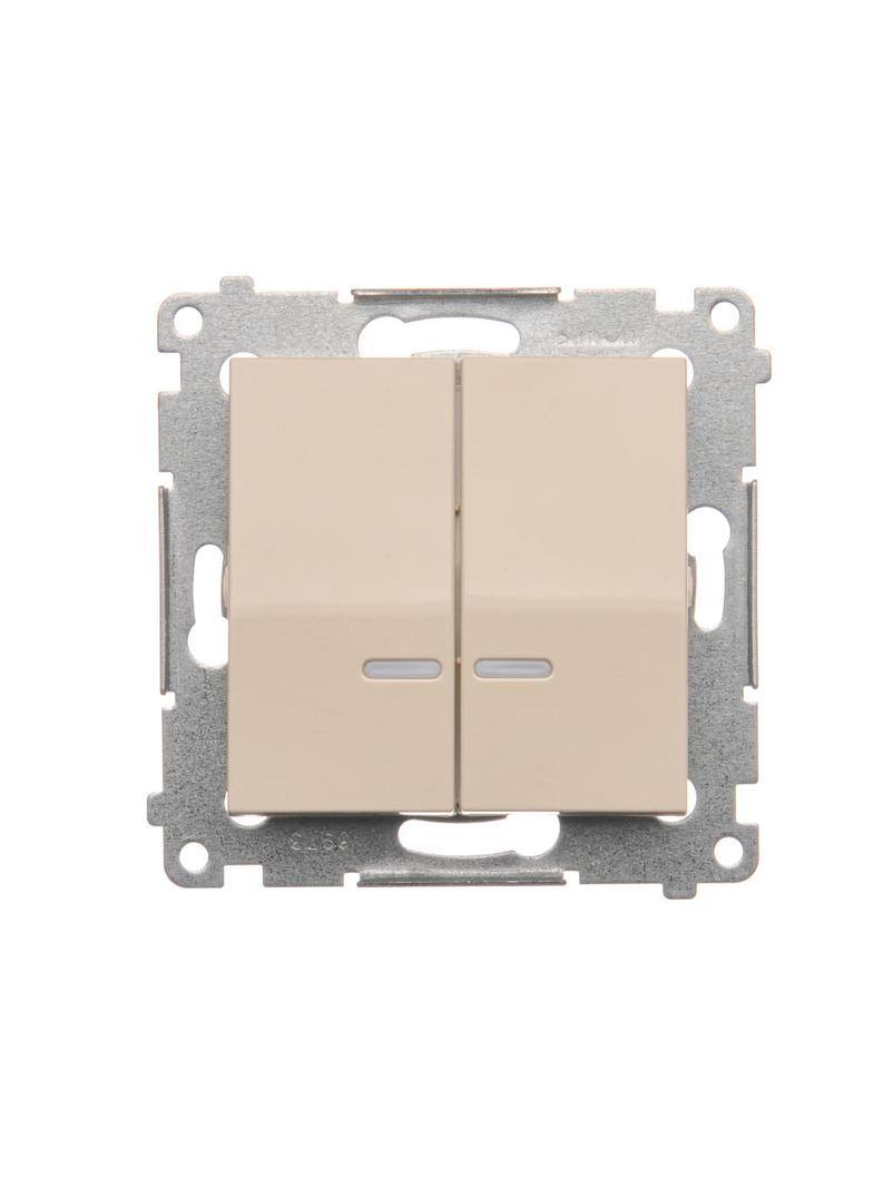 Simon 54 Łącznik świecznikowy z podświetleniem LED i do wersji IP44 10A 250V szybkozłączka kremowy *Posiada wkładkę DU1W DW5BL.01/41 KONTAKT