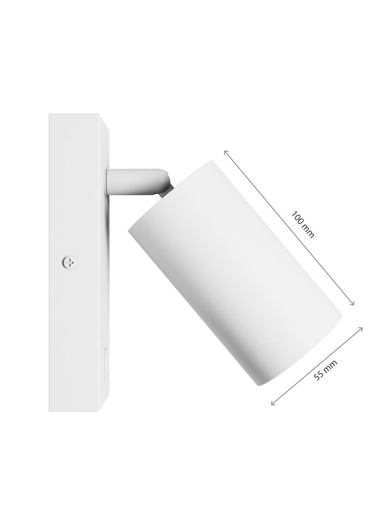 SQUALLA VARIOSA SWITCH GU10 KINKIET 230V IP20 55x100MM BIAŁY OKRĄGŁA