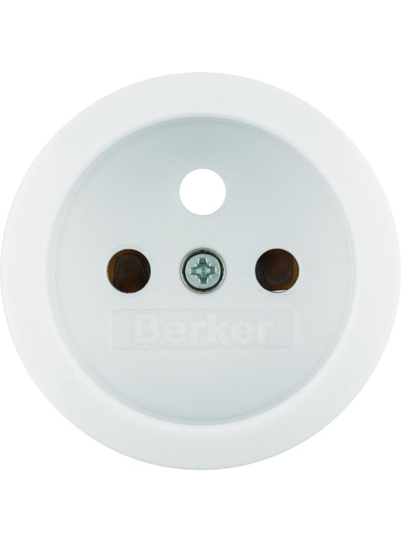 BERKER Serie 1930/Glas Płytka czołowa z przysłonami styków do gniazda z uziemieniem biały 396579 HAG