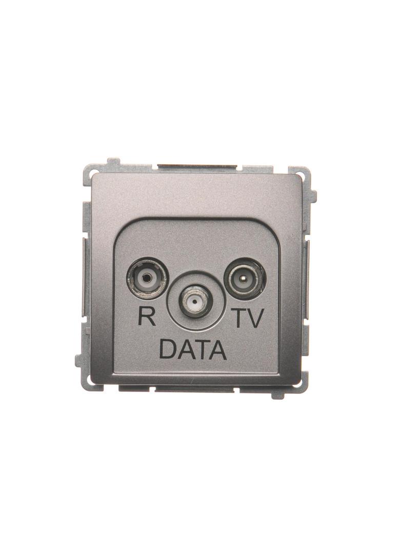 Simon Basic Gniazdo antenowe R-TV-DATA 1x wejście: 5–862 MHz stal inox