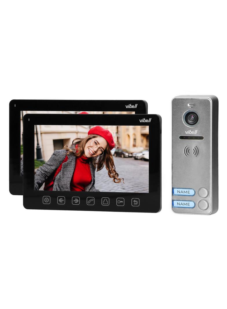 Zestaw wideodomofonowy 2-rodzinny bezsłuchawkowy kolor LCD 7" menu OSD sterowanie bramą czarn OR-VID