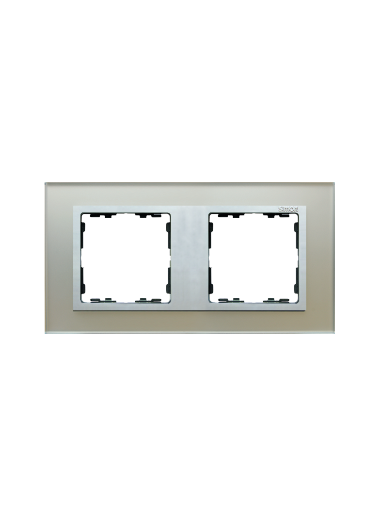 Simon 82 Nature Ramka 2-krotna Nature-szkło Srebrna / pierścień aluminium mat 82927-62 KONTAKT