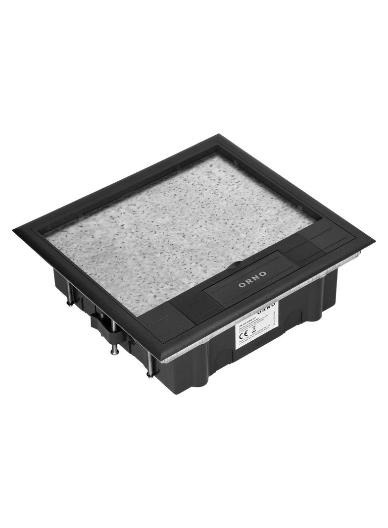 Puszka podłogowa na gniazda modułowe 6 x 45x45mm lub 12 x 22,5x45mm, pokrywa: materiał własny, czarn
