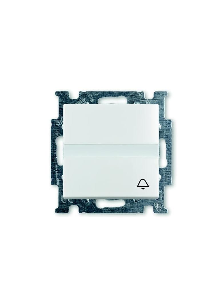 BASIC55 Przycisk z klawiszem z wizytówką i symbolem dzwonka, 1-biegunowy, Z zaciskiem N biały alpejs