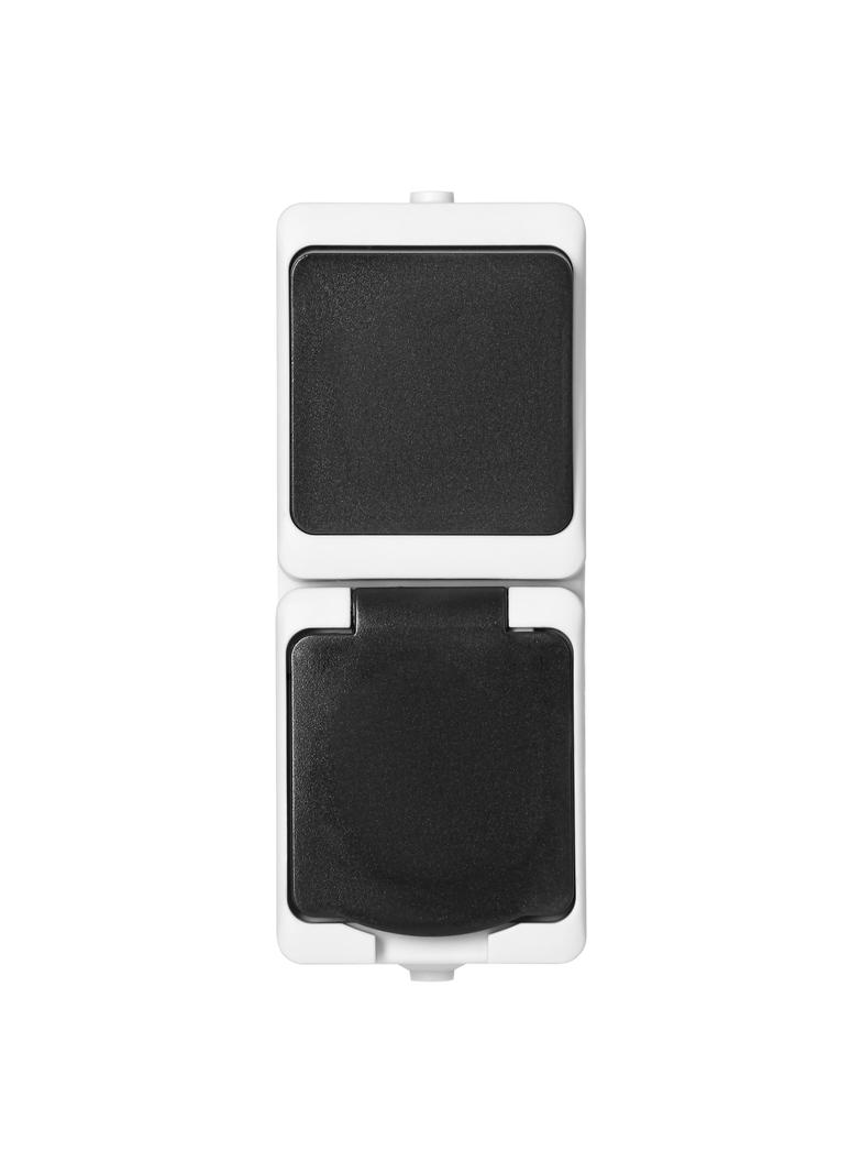 Łącznik pojedynczy + Gniazdo AQUATIC MINI IP54 biało-czarne OR-OE-7307/WB ORNO