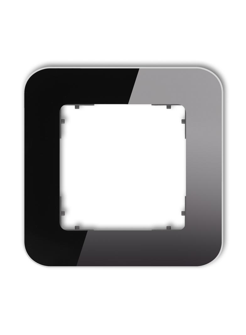 ICON Ramka uniwersalna pojedyncza zaokrąglona - efekt szkła (ramka: czarna; spód: grafitowy mat) cza