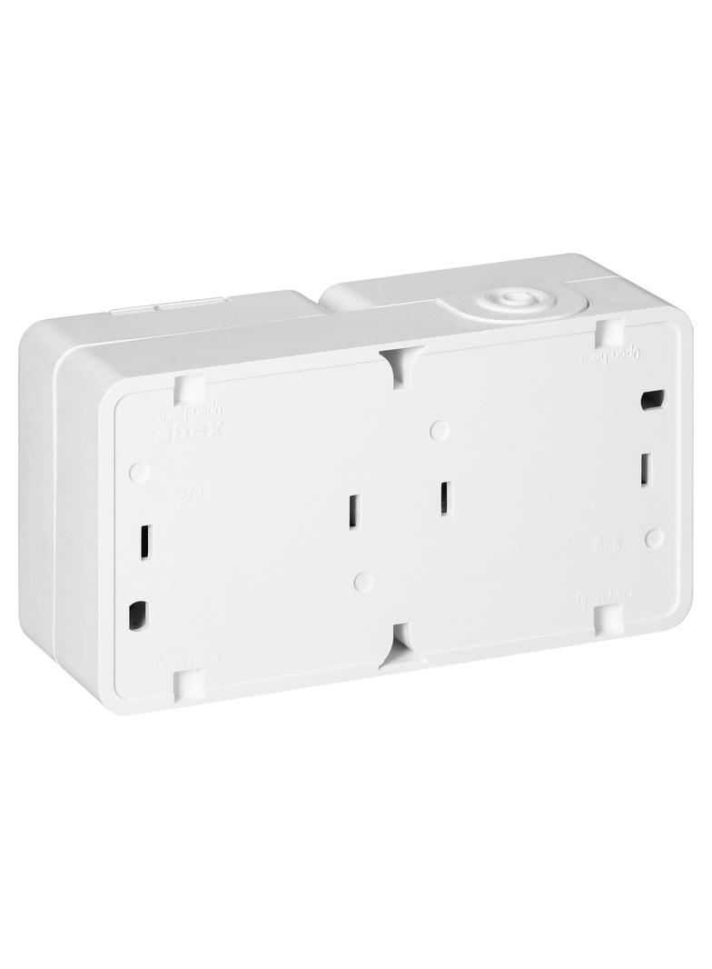 Gniazdo pojedyncze 2P+Z bryzgood. SCHUKO z klapką w kol.wyrobu + Łącznik 1-biegunowy IP44, SMART, bi GWN-17S BIAŁY ORNO