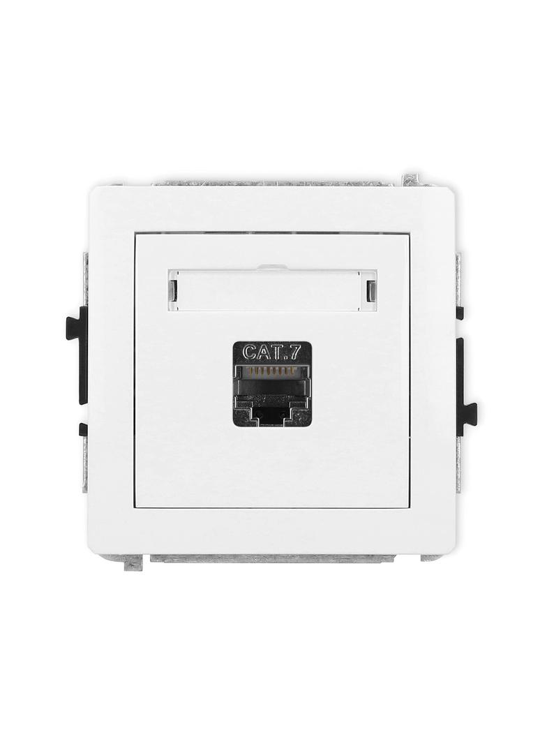 DECO Mechanizm gniazda komputerowego pojedynczego 1xRJ45, kat. 7, ekranowany, 8-stykowy biały
