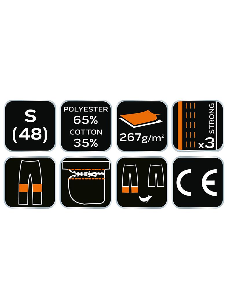 Spodnie robocze, rozmiar S/48, odpinane kieszenie i nogawki