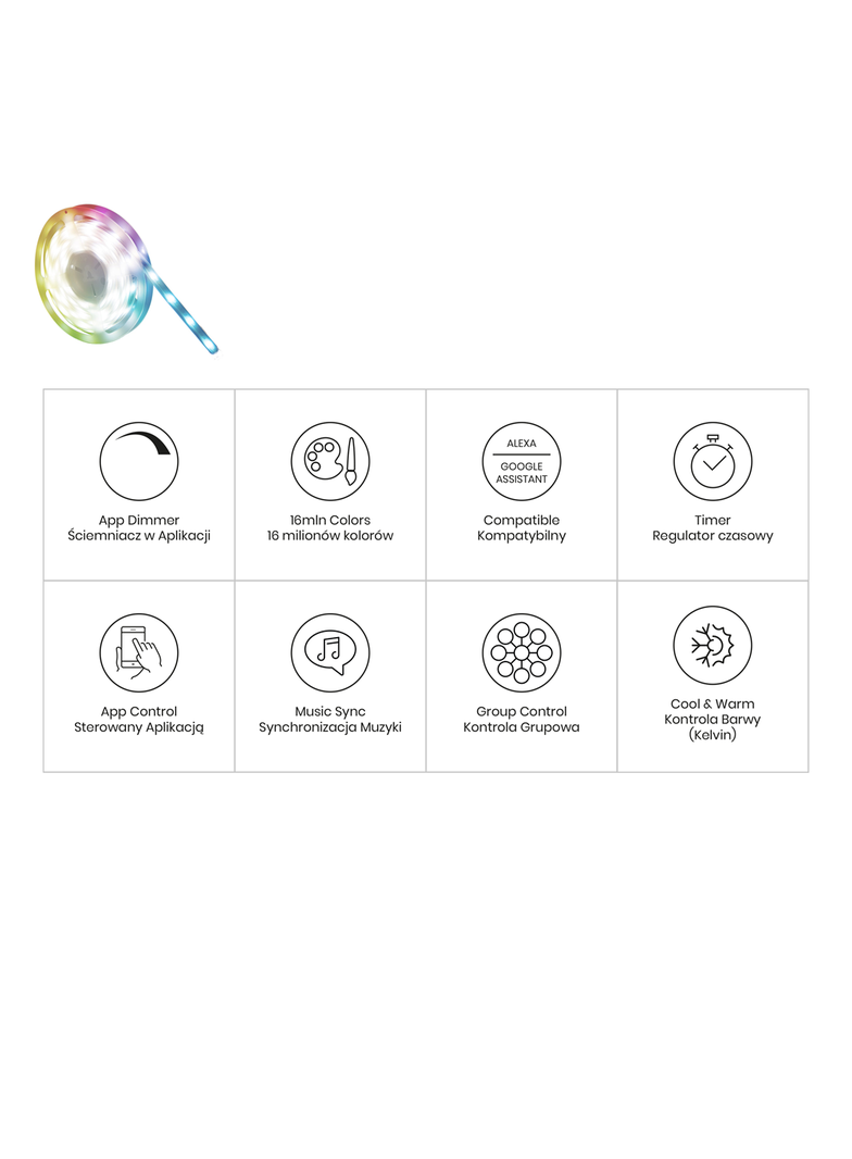Zestaw LED RGB Wi-FI 5m Smart Tuya IP65 + CCT + Dim 12V