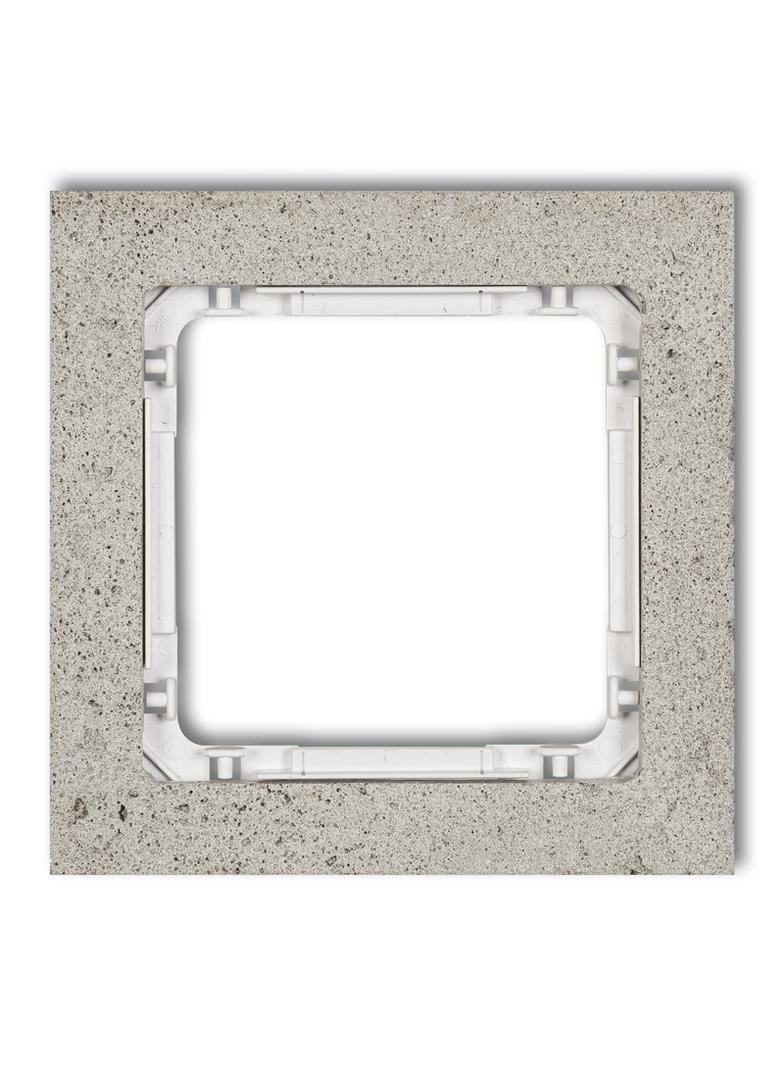 DECO Ramka uniwersalna pojedyncza - beton (ramka: jasnoszara; spód: biały)
