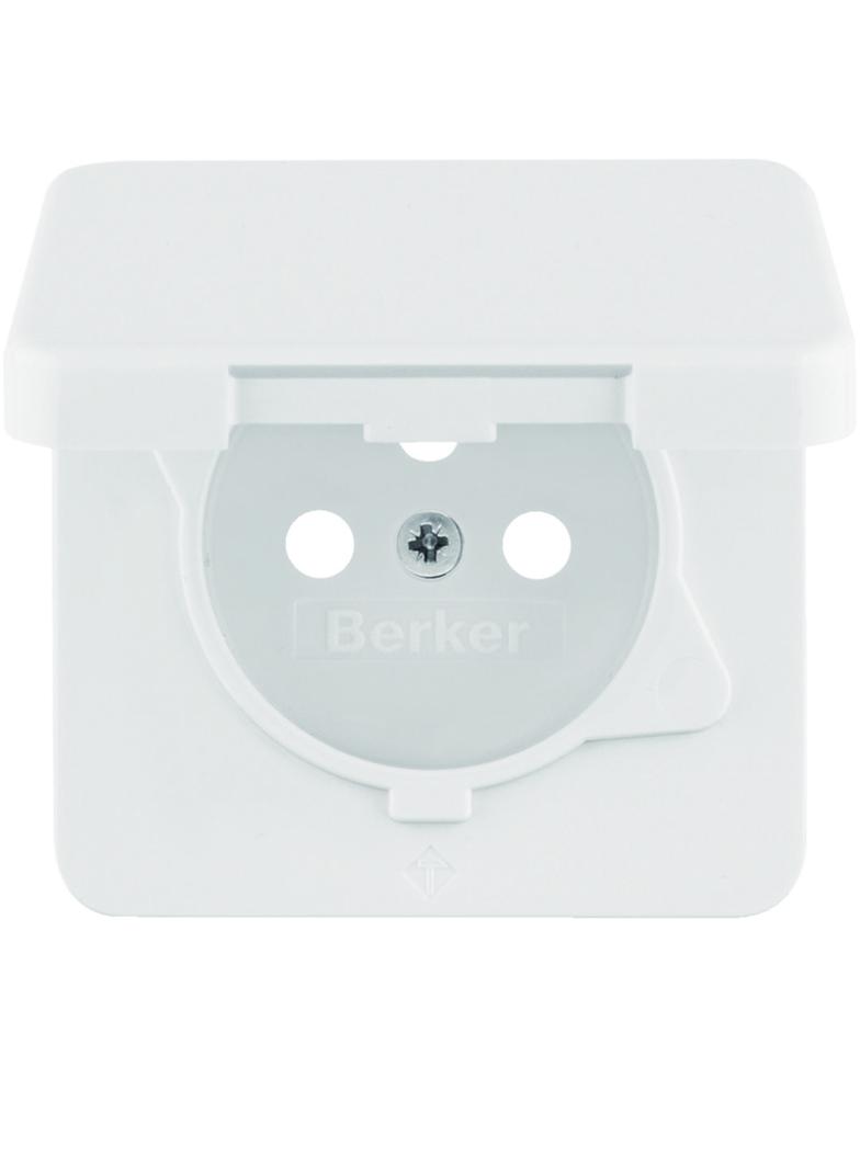 BERKER IP44 Płytka czołowa do gniazda z uziemieniem z pokrywą biały 39420409 HAGER