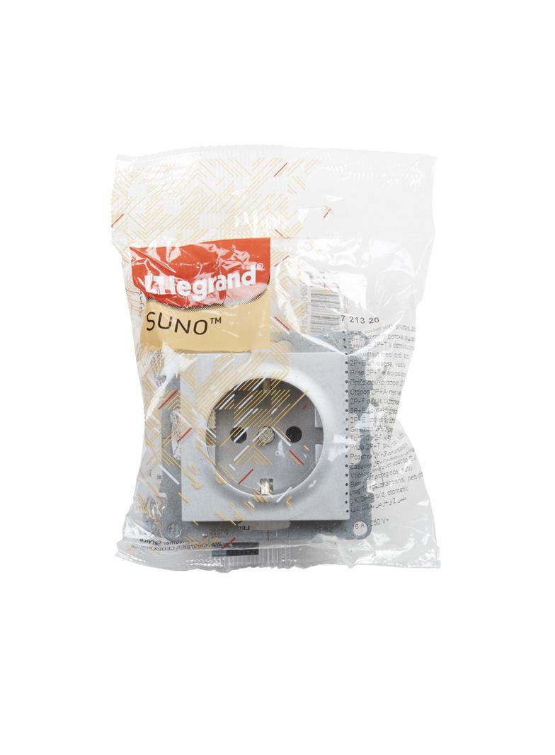 Suno Gniazdo Pojedyncze Z Uziemieniem Schuko 2P+Z 16A 250 V Z Przesłoną Zaciski Automatyczne Aluminium 721320 LEGRAND