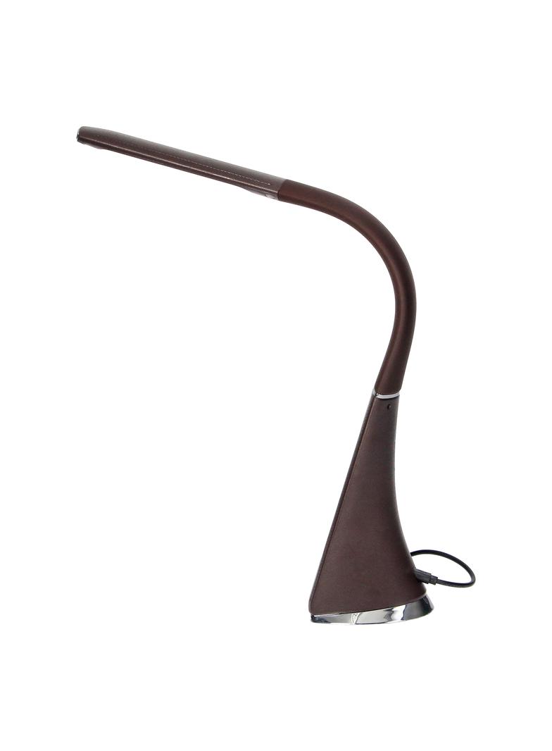 Lampka biurkowa DOLOMIT LED 4000K, 5W DIM z zegarem, imitacja skóry/chrom brązowa DL-12/BR ORNO