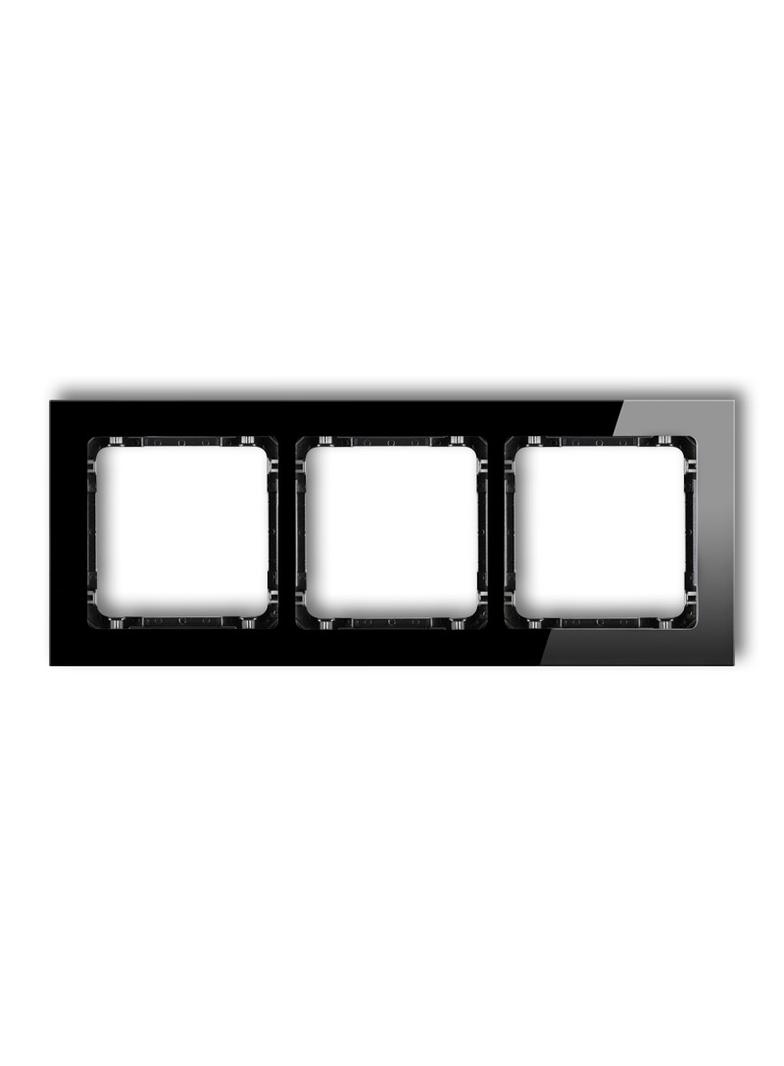 DECO Ramka uniwersalna potrójna - efekt szkła (ramka: czarna; spód: czarny)