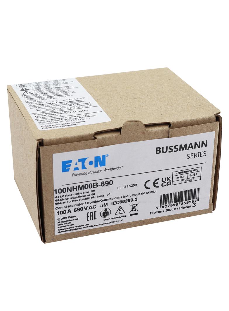 NH FUSE 100AMP 690V aM SIZE NH00 DUAL IND Wkładka NH00 100A 690V AM podwójny wskaźnik 100NHM00B-690