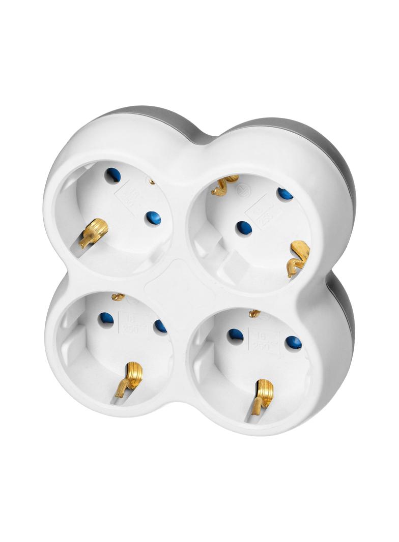 Rozgałęźnik 4x2P+Z (Schuko) biało-szary OR-AE-13240(GS) ORNO