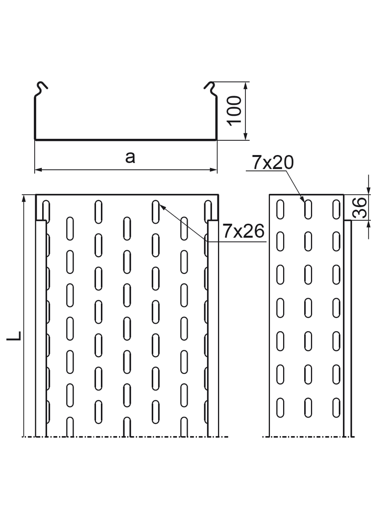 KCJ100H100/3 N KORYTKO 1,0 MM