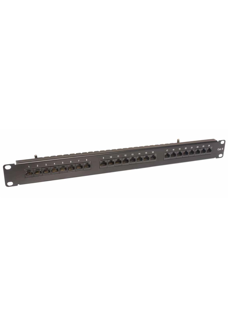 Panel kat. 6 19" 1U 24xRJ45 UTP czarny z półką