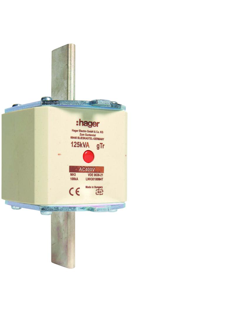 Wkładka bezp. nożowa NH3 wsk.podw. uchwyt nieiz. gTr 180A 400VAC LNH30180M4T HAGER