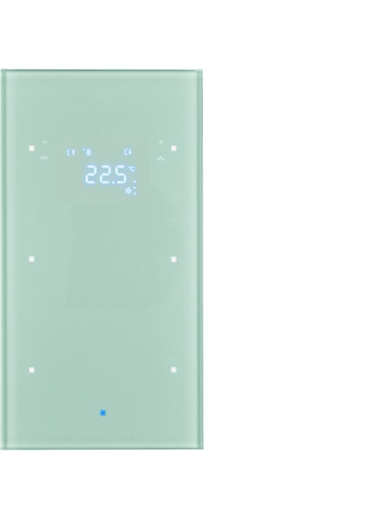 BERKER KNX TS Sensor dotykowy podwójny z regulatorem temperatury szkło aluminium 75642034 HAGER