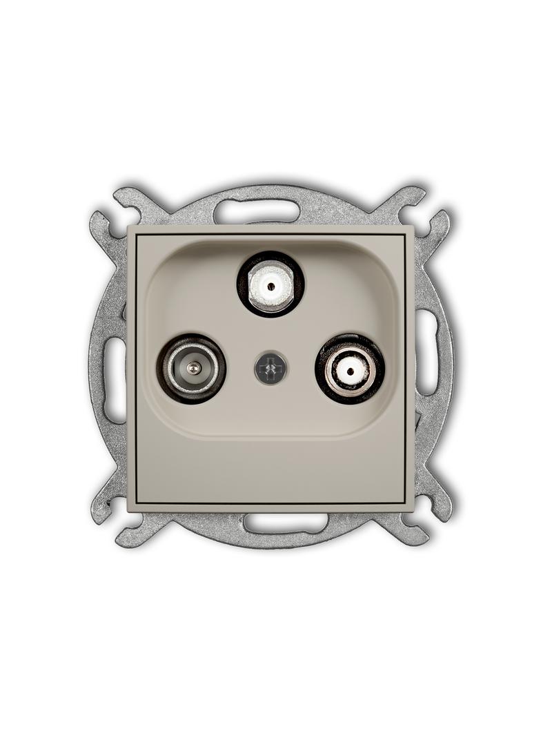 ICON Mechanizm gniazda abonenckiego 2 wyjścia SAT + TV taupe