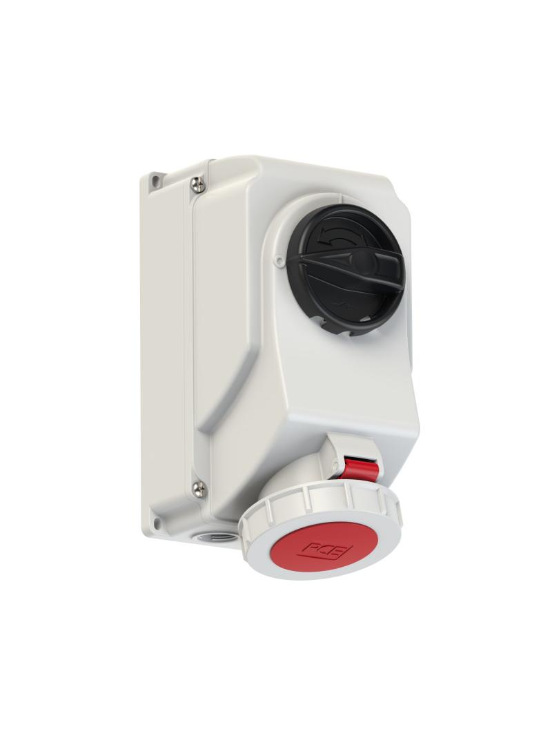 GNIAZDO Z WYŁĄCZNIKIEM 0-1 DUŻE BLOKADA MECHANICZNA 32A 400V 3P+Z+N IP67 IP67