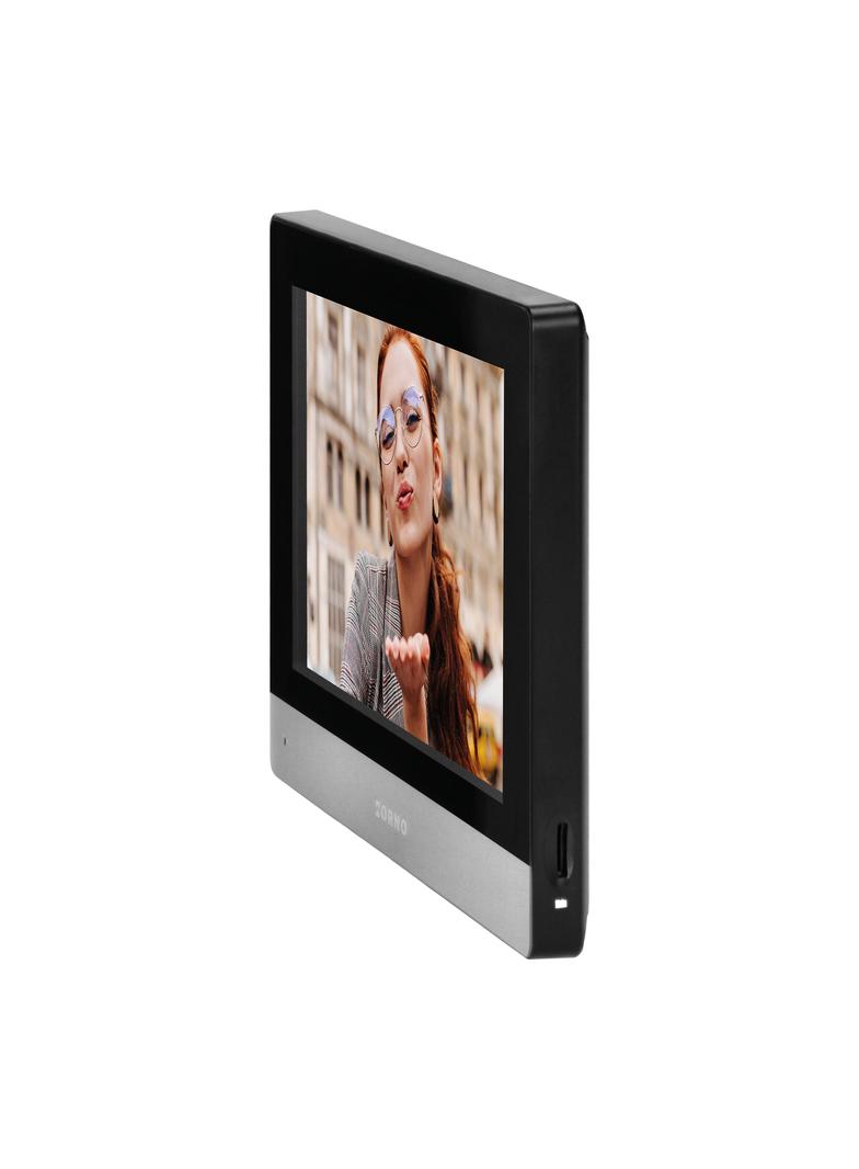 CERES Full HD, zestaw wideodomofonowy, bezsłuchawkowy, monitor dotykowy 8'' LCD, z gniazdem na kartę OR-VID-ME-1056FHD/B ORNO