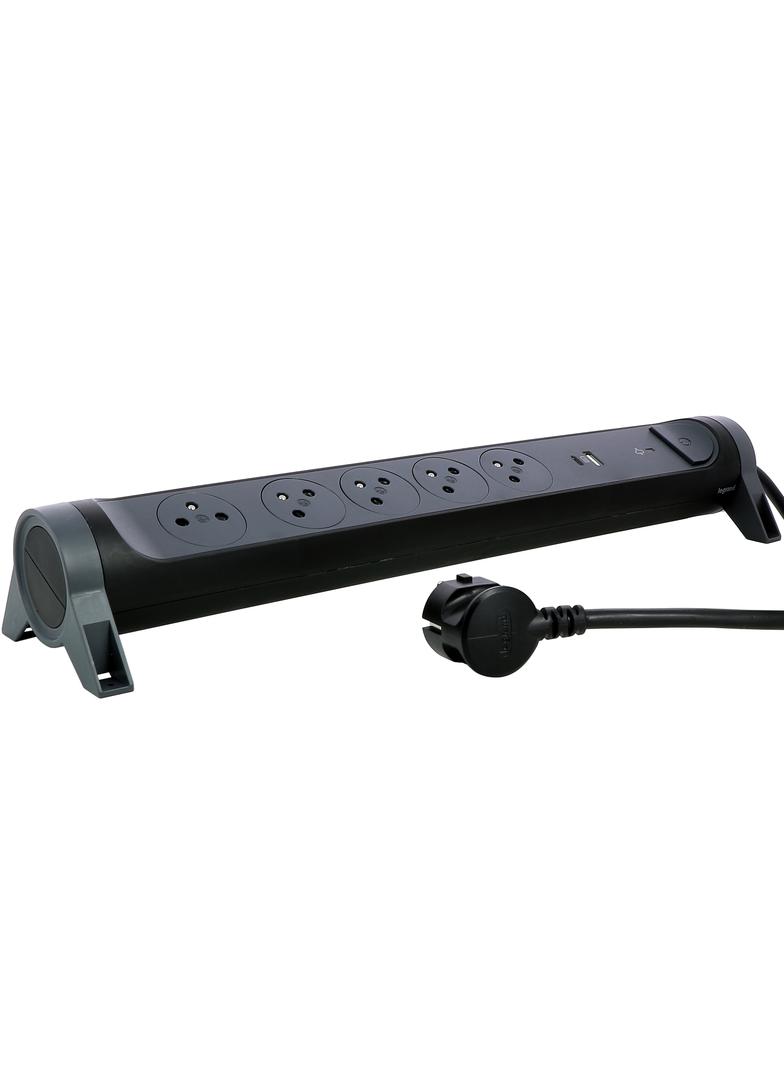 PRZEDŁUŻACZ PREMIUM, OBROTOWY, 5X2P+Z, USB A+C, Z OGRANICZNIKIEM PRZEPIĘĆ, Z PRZEWODEM 1.5 METRA 3X1